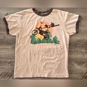 Vintage Y2K Five Crown Boy's Tan Sunset Motocross Ringer T-shirt Sz Medium